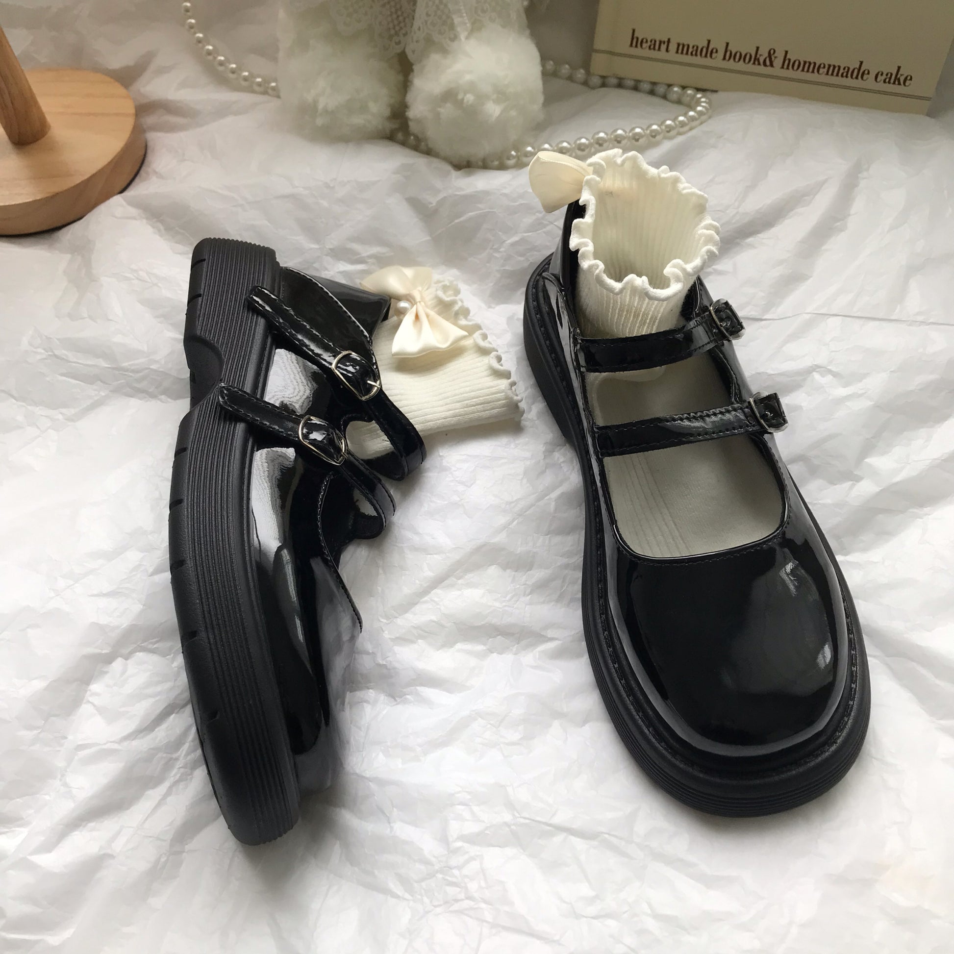 Black Retro English Style Small Leather Shoes Female Fairy Line With Mary Jane ARZ