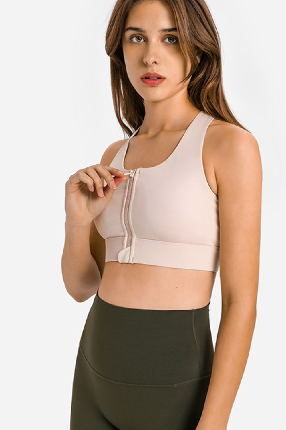 Millennia Zip Up Racerback Sports Bra Trendsi