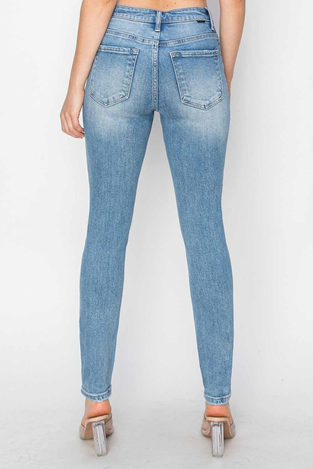 Risen Full Size High Rise Knee Distressed Skinny Jeans Trendsi