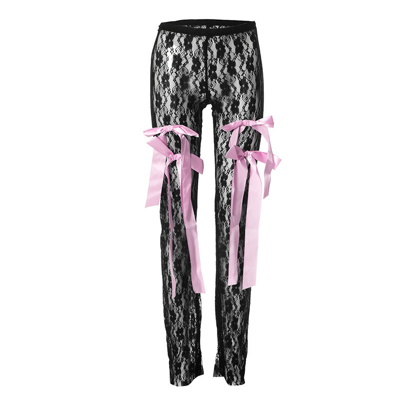 Women's Lace See-through Bow Trousers ARZ