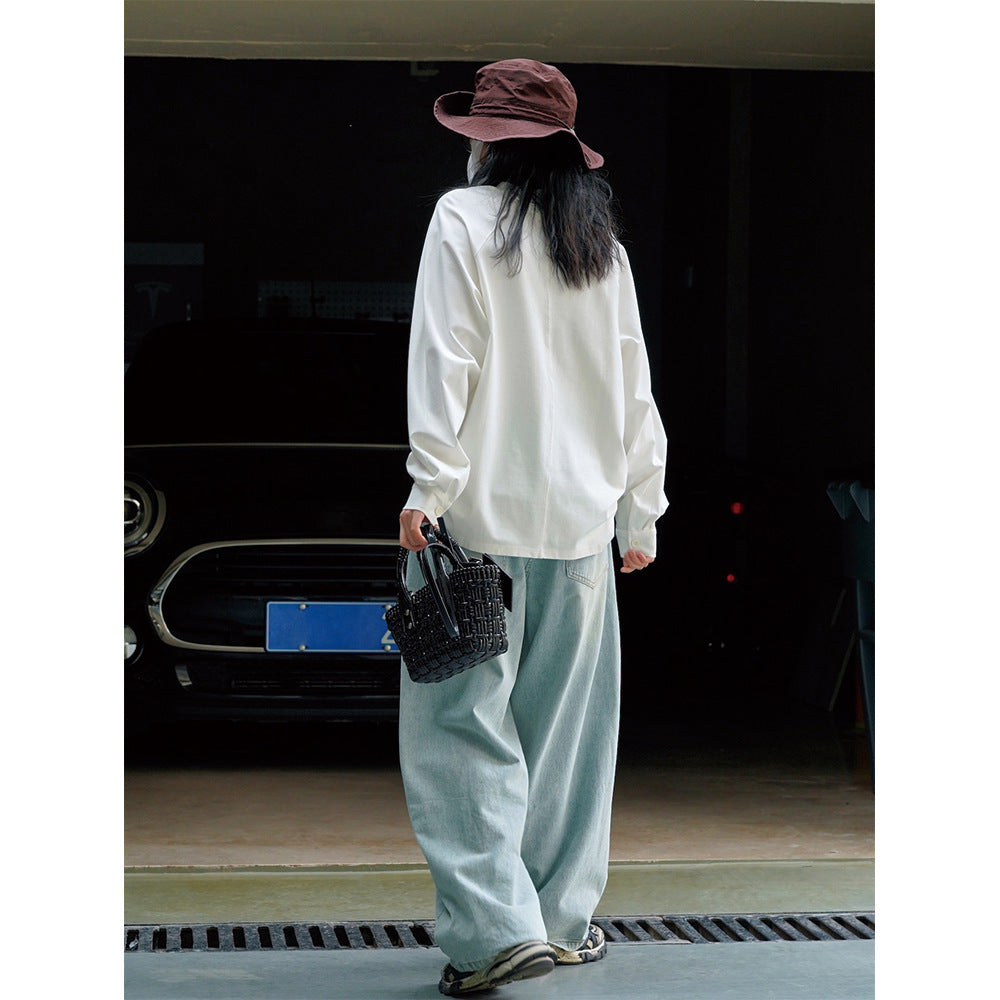 Loose Slimming Casual Light Blue Trousers Women ARZ