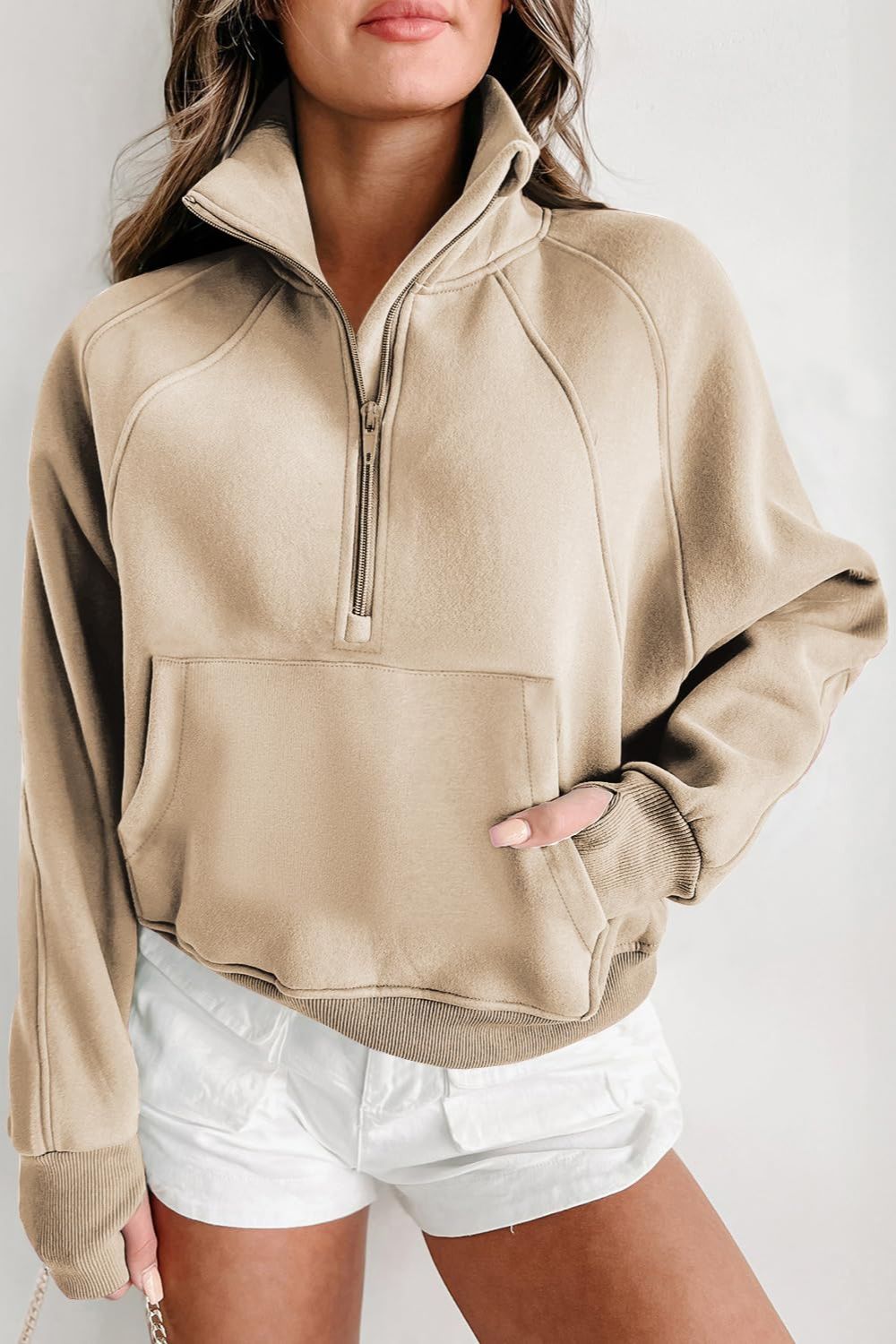 Long Sleeve Sweatshirt - Half Zip for Casual Wear Trendsi