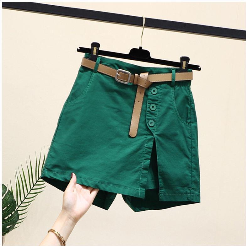 Summer New Button High Waist With Belt Cotton Shorts For Women ARZ