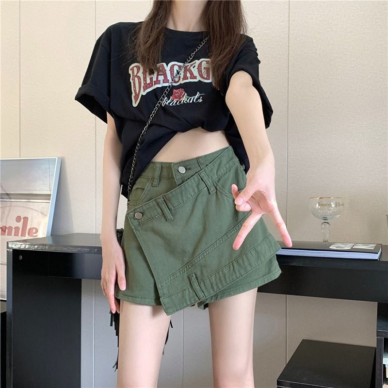 Women's Fashion Irregular High Waist Denim Short Pantskirt ARZ