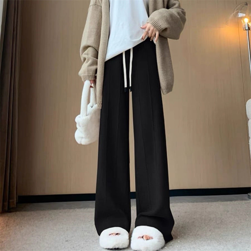 Women's High Waist Drooping Knitted Wide-leg Pants Loose ARZ