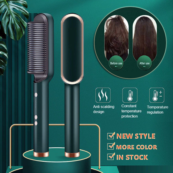 New 2 In 1 Hair Straightener Hot Comb Negative Ion Curling Tong Dual-purpose Electric Hair Brush ARZ