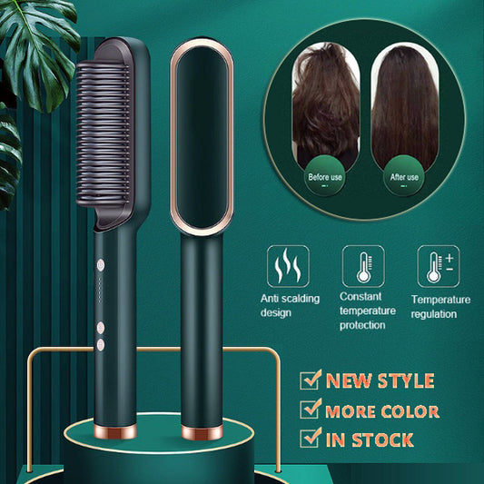 New 2 In 1 Hair Straightener Hot Comb Negative Ion Curling Tong Dual-purpose Electric Hair Brush ARZ