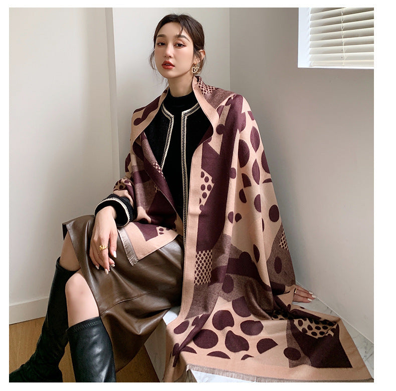 Casual Polka Dot Artificial Cashmere Warm Printing Long Scarf Shawl ARZ