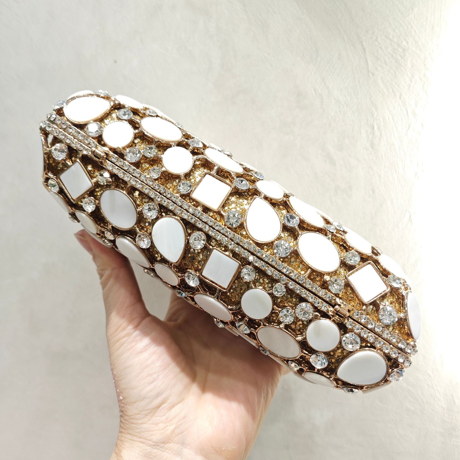 Full Diamond Shell Dinner Clutch Crystal Hollow Women's Bag ARZ