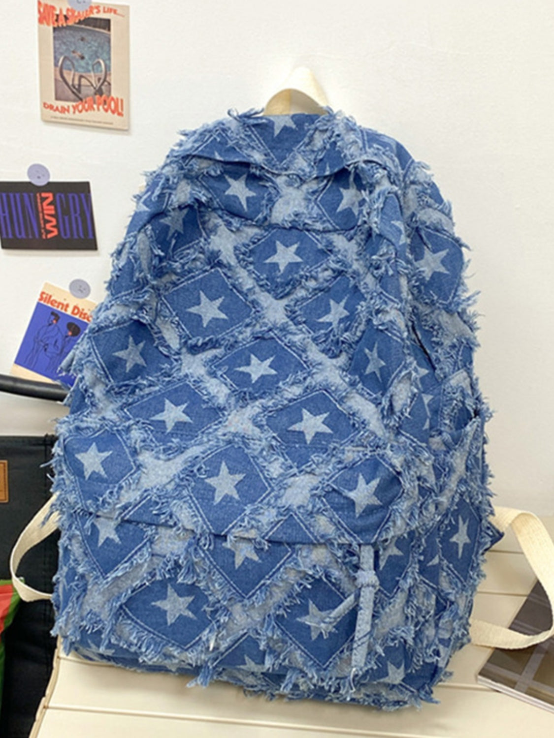 Star Denim Backpack Bag Trendsi