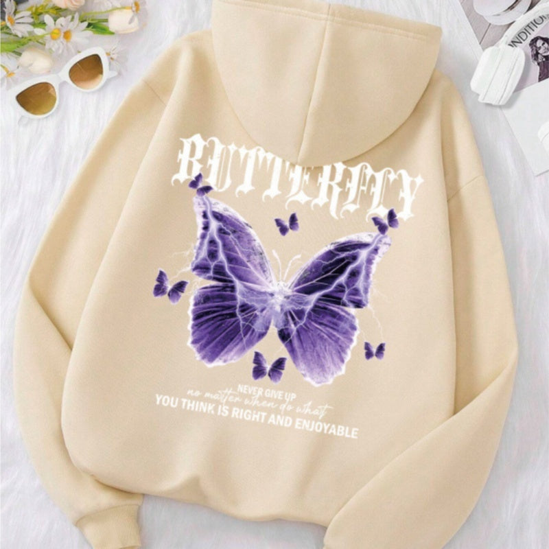 Purple Butterfly Sports Hooded Top Women's Sweater ARZ