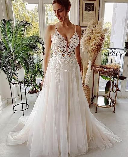 Women's Wedding Dress Lace Strap Backless ARZ