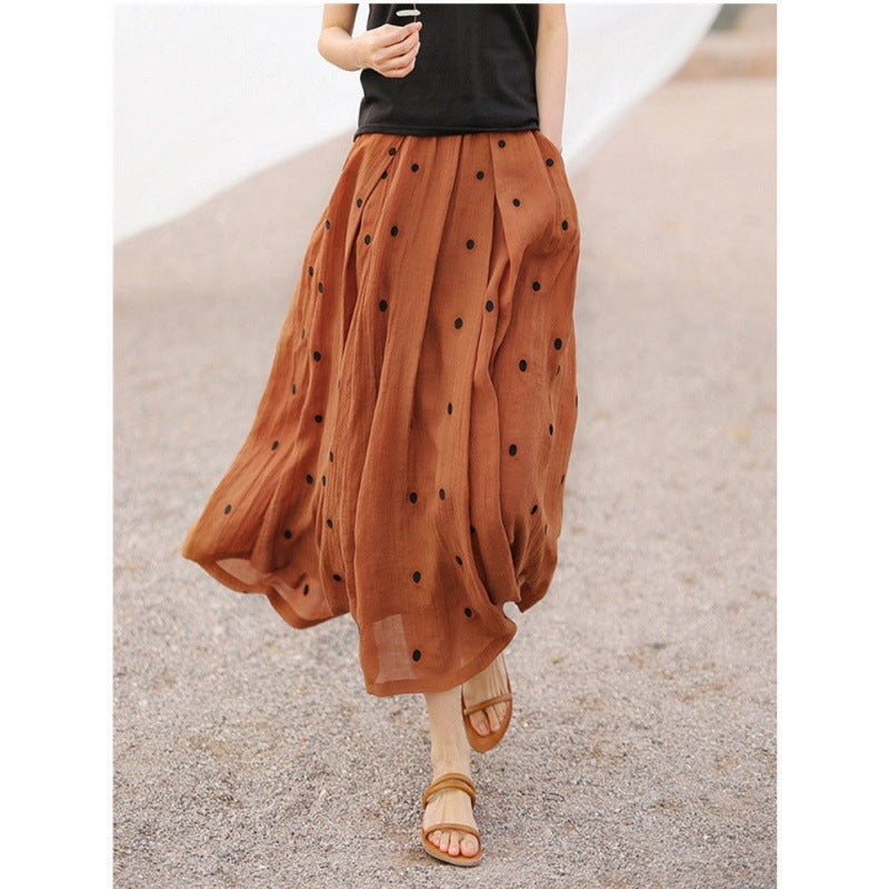 Women's Embroidered Polka Dot Double-layer Chiffon Skirt ARZ