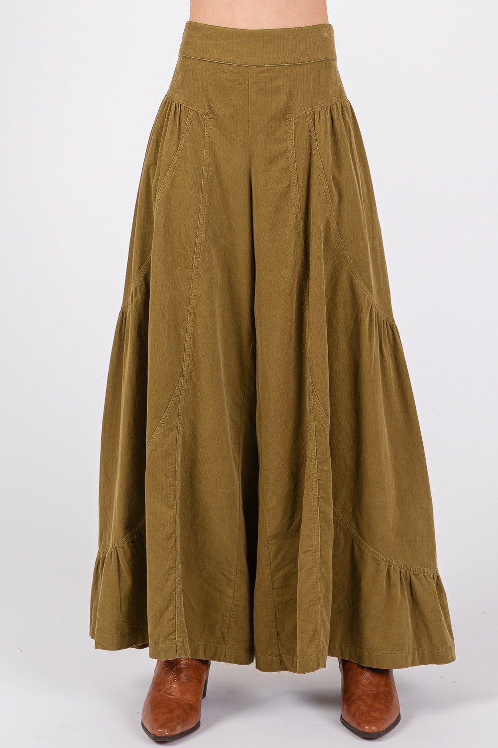 SAGE + FIG High Rise Corduroy Wide Leg Pants Trendsi