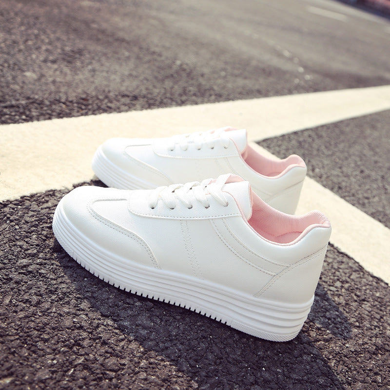 2021 New Spring Thick White Shoes Casual Shoes Female Korean Female Leather Shoes Solid Platform Shoes ARZ