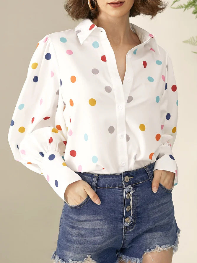 Summer Printed Lantern Sleeve Fashion Shirt ARZ