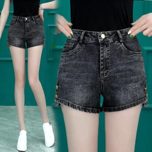 High Waist Denim Shorts Slimming Versatile Loose Word Outerwear Hot Pants Trendy ARZ