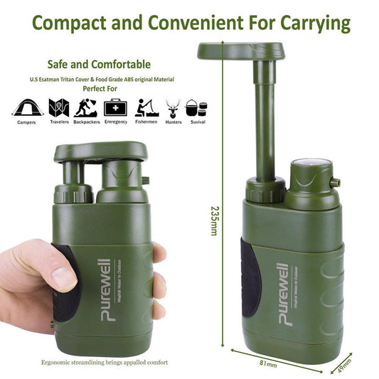 Multistage Outdoor Water Purifier for Emergency Camping Wilderness Survival ARZ