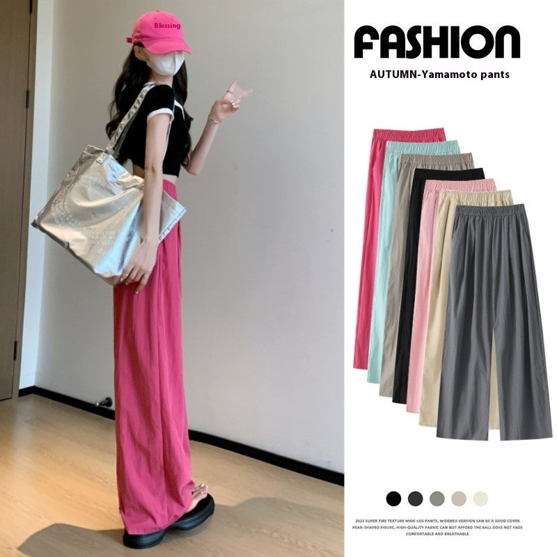 High Waist Drooping Straight Pleated Cotton And Linen Casual Pants ARZ