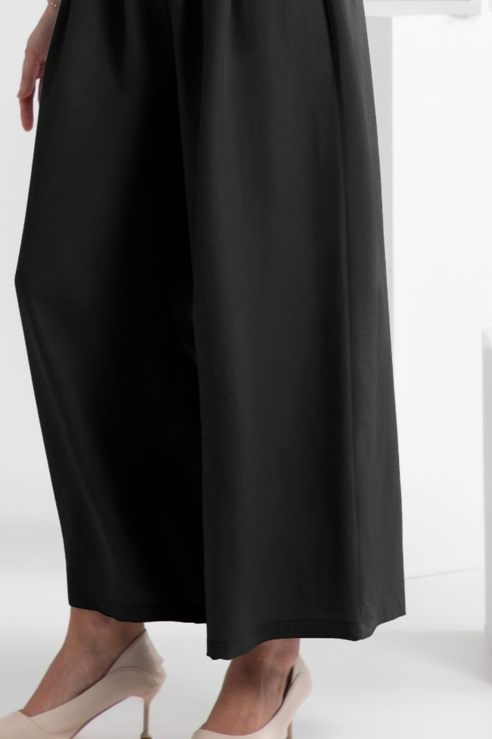 Elastic Waist Pants - FAM-FAM Wide Leg Trendy Comfort Trendsi