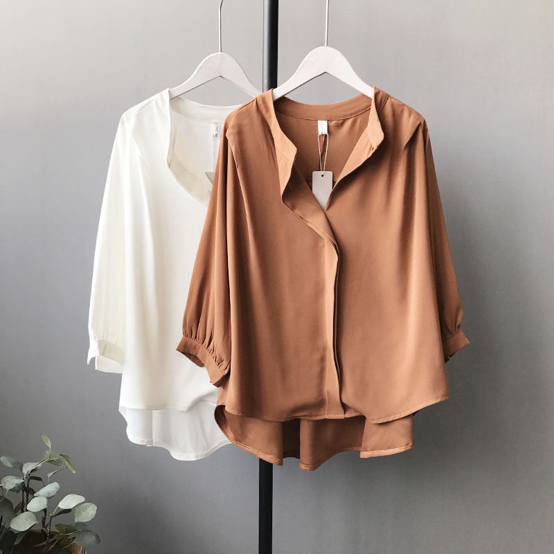 V-neck 3 Quarter Lantern Sleeve Blouse ARZ