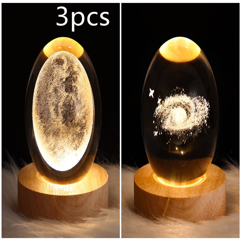 LED Night Light Galaxy Crystal Ball Table Lamp 3D Planet Moon Lamp Bedroom Home Decor For Kids Party Children Birthday Gifts ARZ