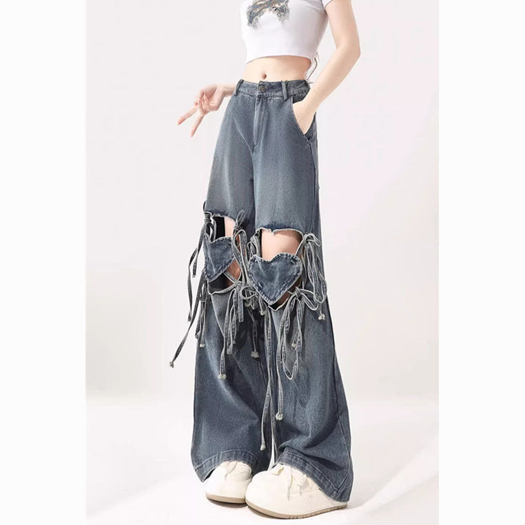 Women's High Waist Love Strap Design Jeans ARZ