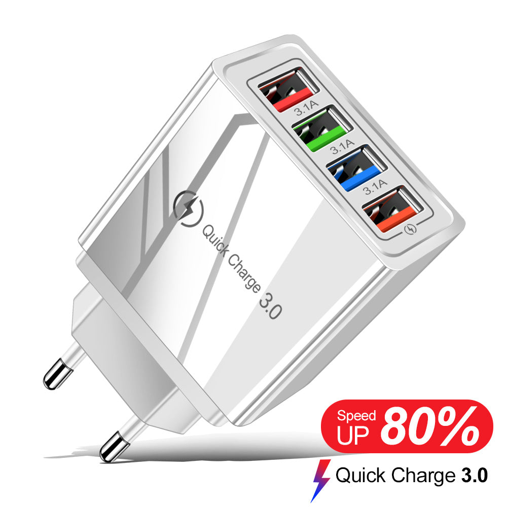 USB Charger Quick Charge 3.0 4 Phone Adapter For Tablet Portable Wall Mobile Charger Fast Charger ARZ