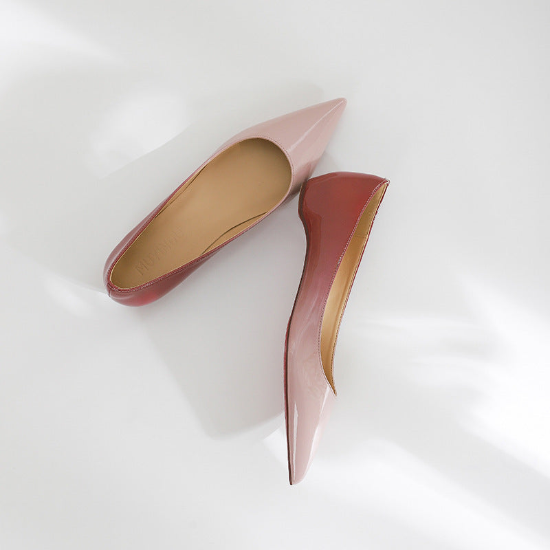 Red Bottom Nude Pointed Flat Shoes ARZ