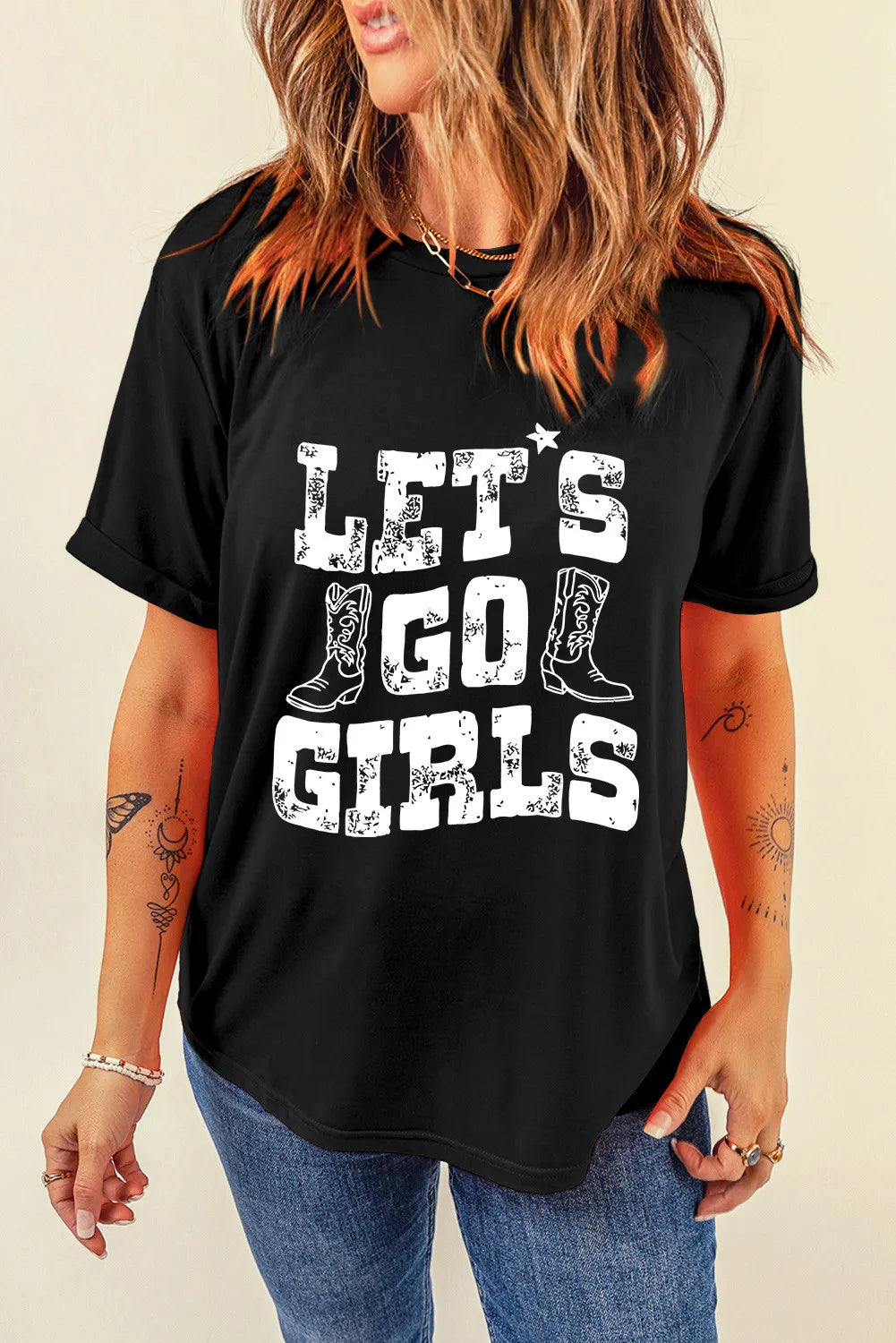 Letter Graphic Round Neck Short Sleeve T-Shirt Trendsi