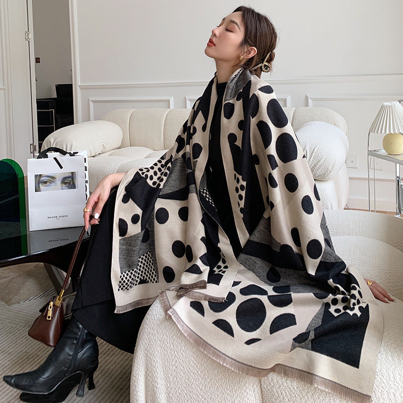 Casual Polka Dot Artificial Cashmere Warm Printing Long Scarf Shawl ARZ