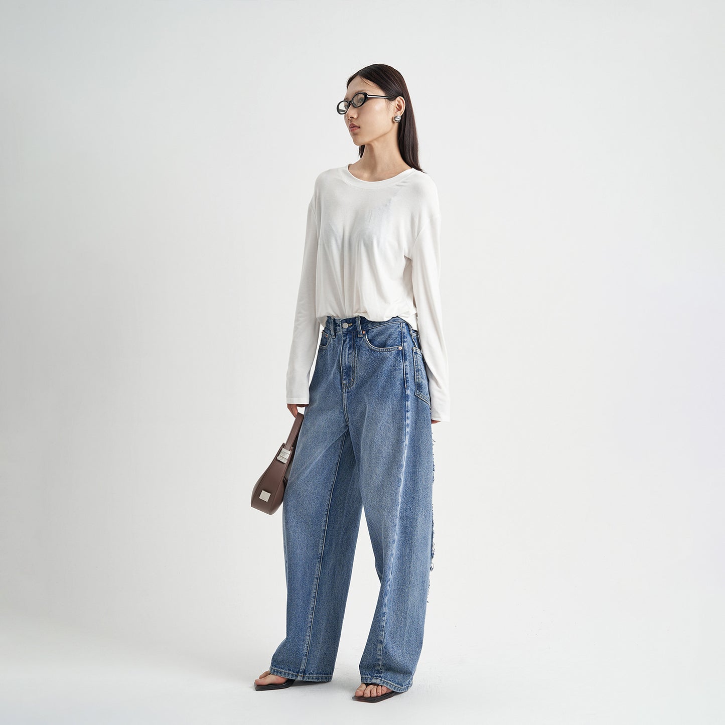 Blue Washed Loose Jeans High-end Women's Trousers High-grade ARZ