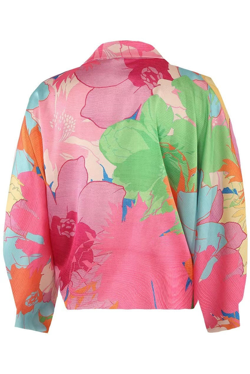 Women's Fashion Printed Lantern Sleeve All-matching Shirt ARZ