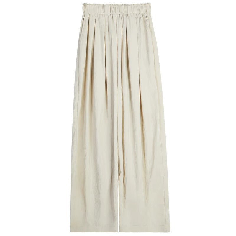 High Waist Drooping Straight Pleated Cotton And Linen Casual Pants ARZ