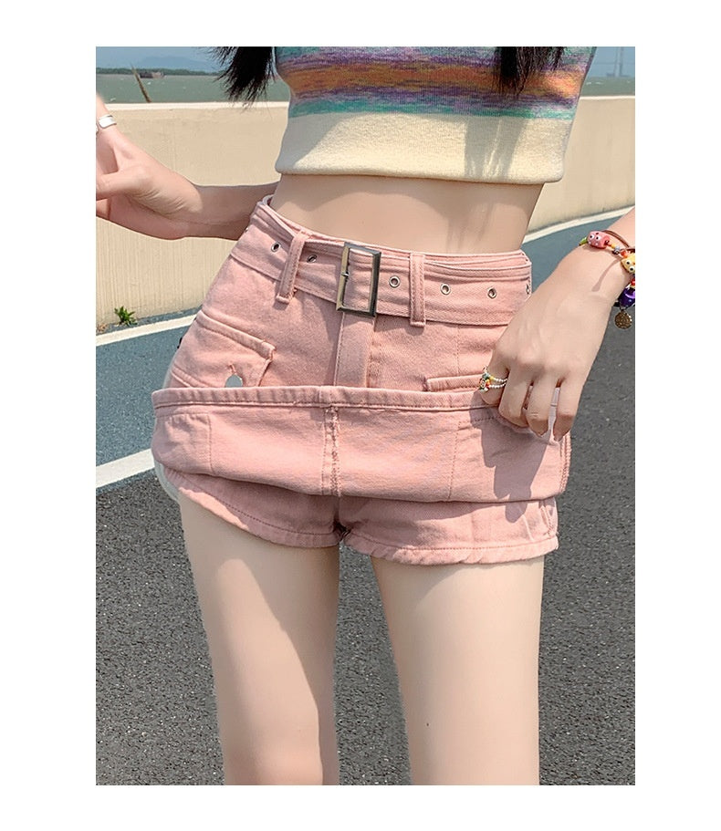 Denim Short Culotte Women's Summer Thin Fashion Hot Girl Slimming Loose High Waist Straight Cargo Pants ARZ