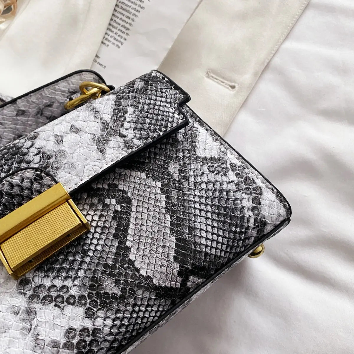 PU Leather Snakeskin Print Crossbody Bag Trendsi