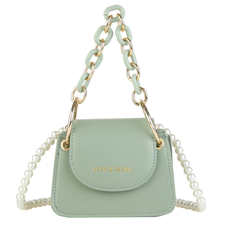 New One Shoulder Fashion Pearl Chain Small Square Bag ARZ