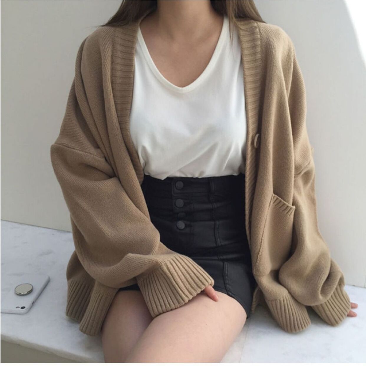 Women's Solid Color Fashion Casual Knitted Jacket ARZ