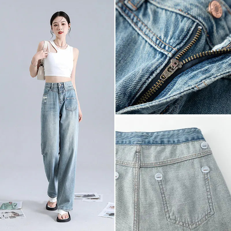 Fashionable Irregular Straight Jeans For Women ARZ