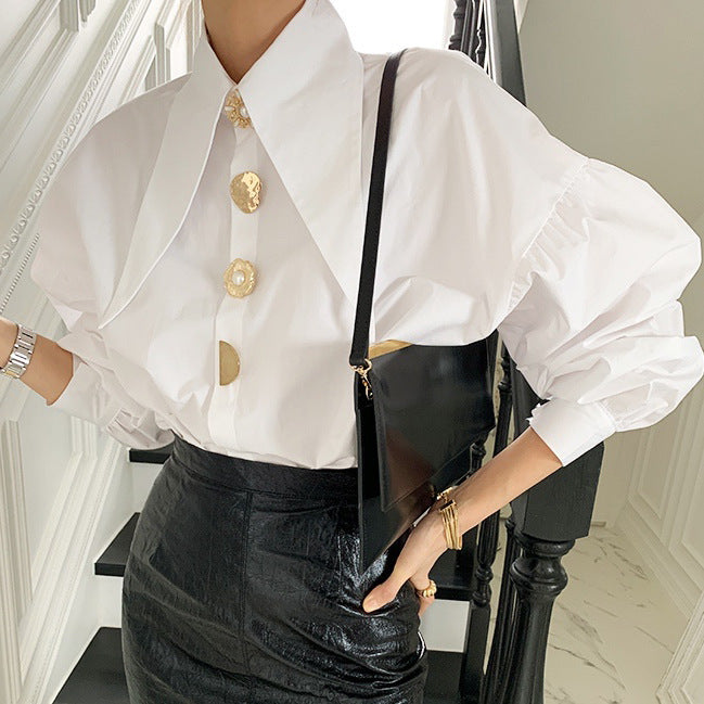 Women's Simple Loose Long-sleeved Lapel Shirt ARZ