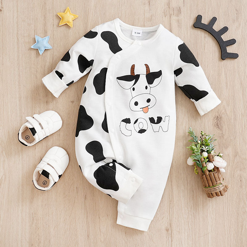 Baby Spring And Autumn One-piece Pajamas Newborn Baby Four Seasons Home Romper New Long Sleeve Inner Pullover ARZ