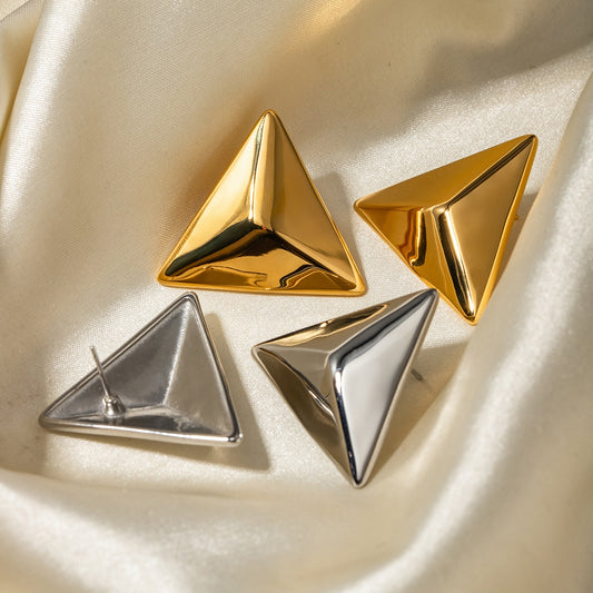 Stainless Steel 3D Triangle Earrings Trendsi