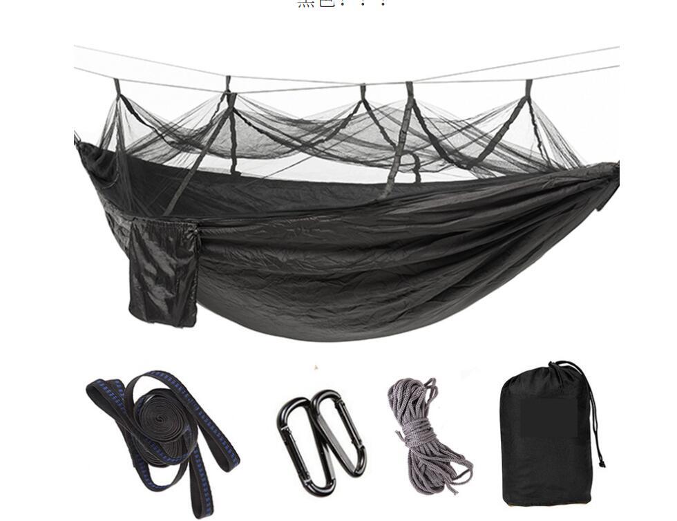 Outdoor Parachute Cloth Hammock Couble with Mosquito Net Light Portable Army Green Insect-proof Camping Aerial Tent ARZ