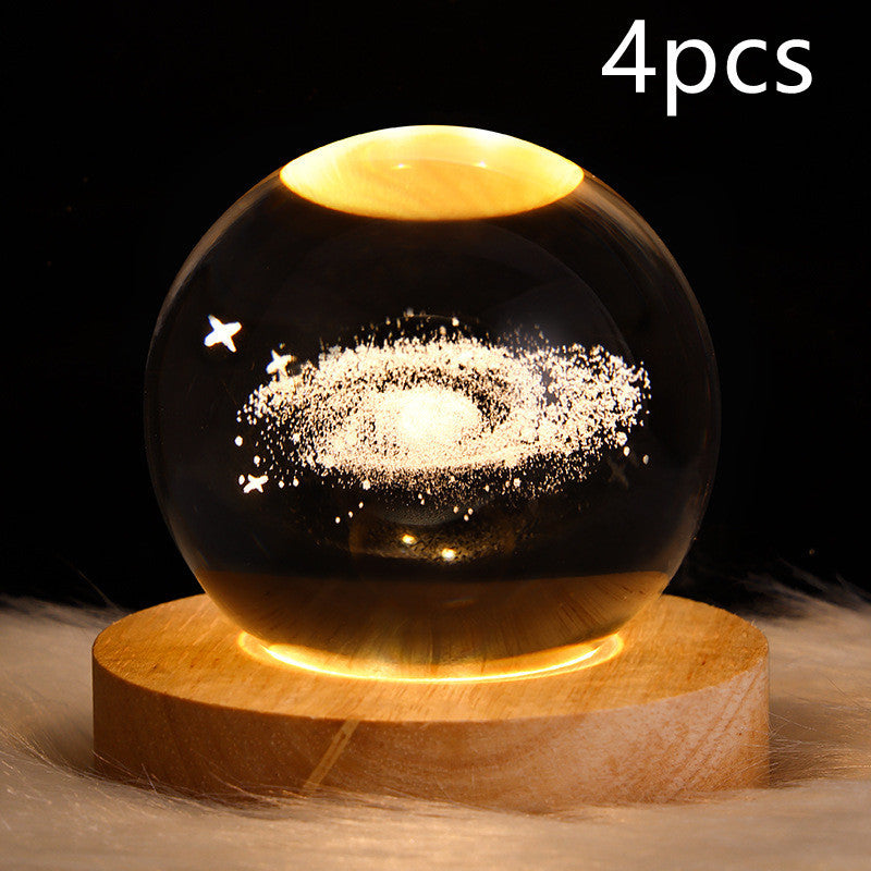 LED Night Light Galaxy Crystal Ball Table Lamp 3D Planet Moon Lamp Bedroom Home Decor For Kids Party Children Birthday Gifts ARZ