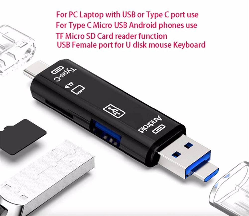 Type-C Micro USB To OTG Hub Adapter With TF Card Reader ARZ