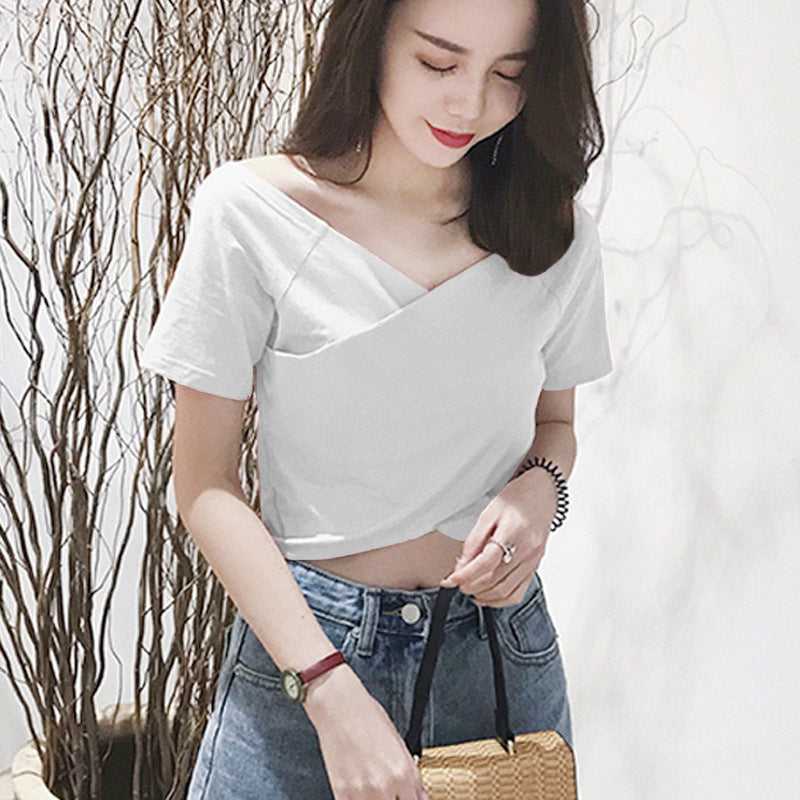 Sexy V-neck Crop T-shirt ARZ