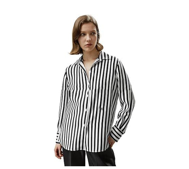 Fashionable Simple Striped Shirt Top For Women ARZ