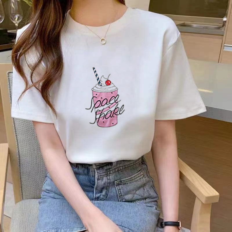 Summer New Fashion Slimming Loose White Short-sleeved T-shirt For Students Women ARZ