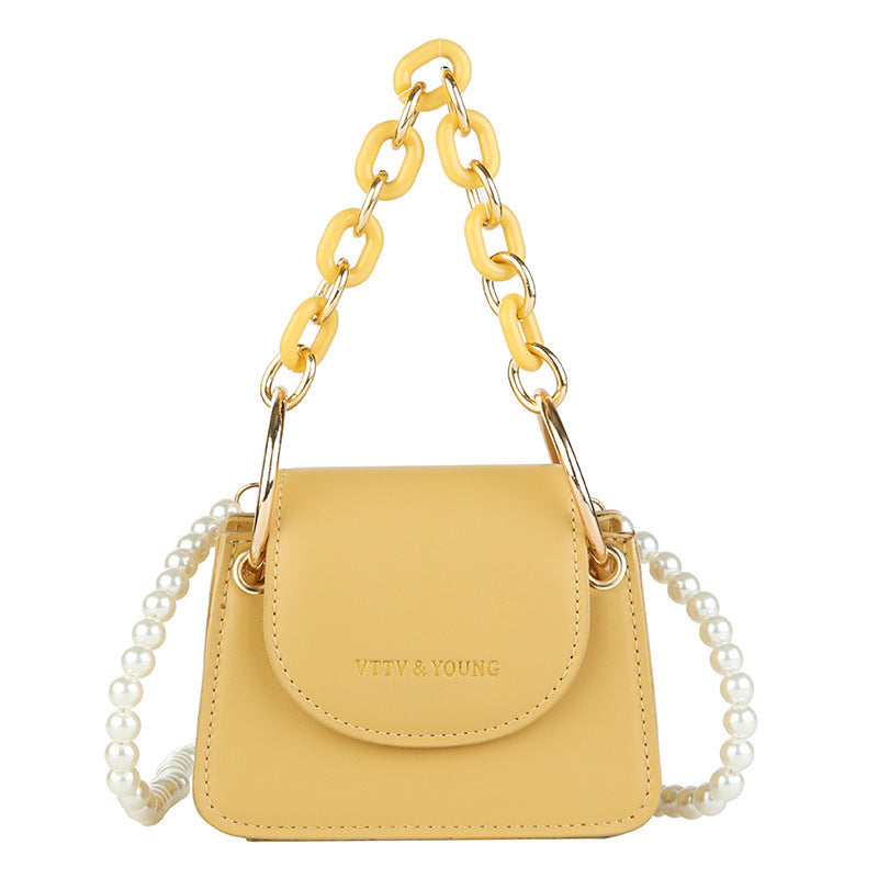 New One Shoulder Fashion Pearl Chain Small Square Bag ARZ