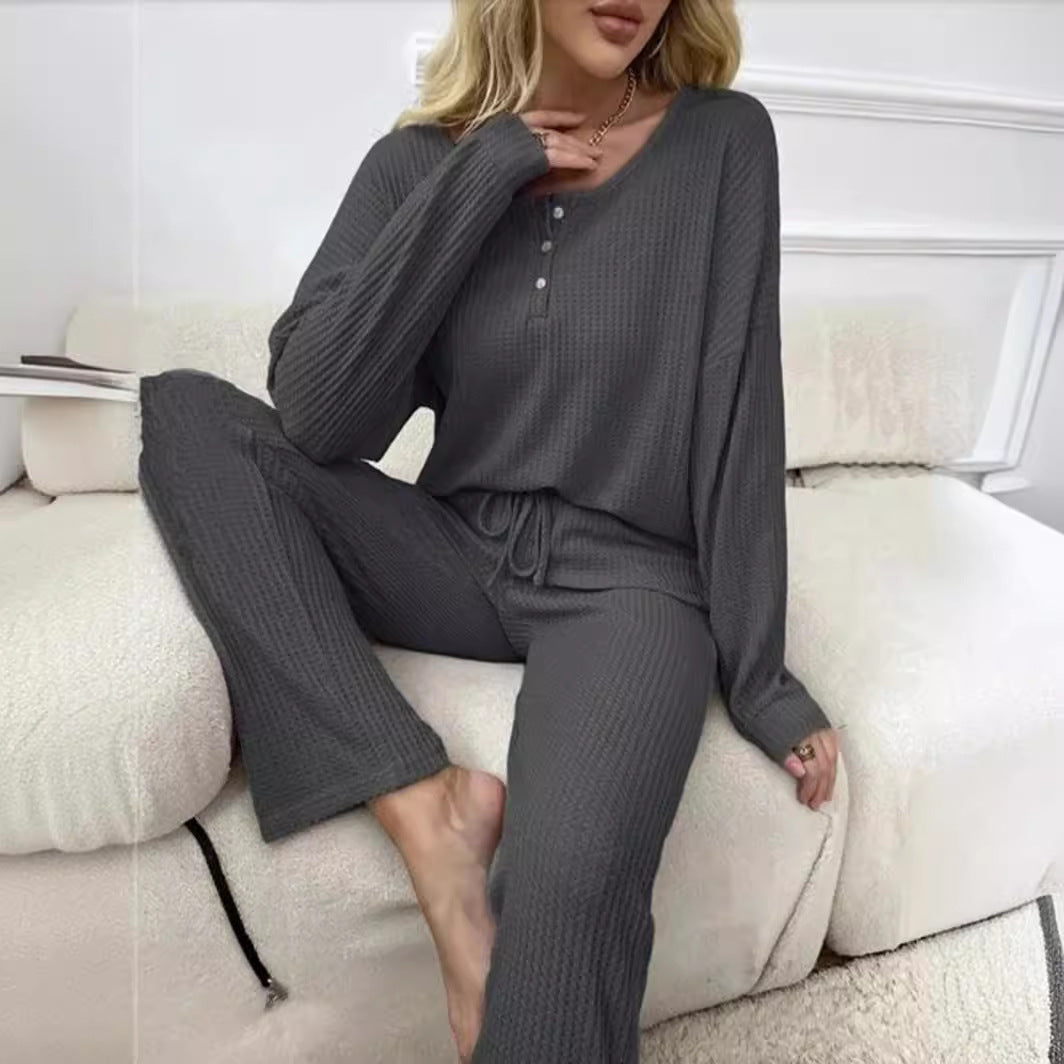 Solid Color Fashion Casual Long Sleeve Pants Two-piece Set ARZ